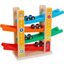 Дървена детска писта Raya Toys с 4 коли