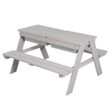 Детска градинска маса с пейки и вани за игра Roba Grey