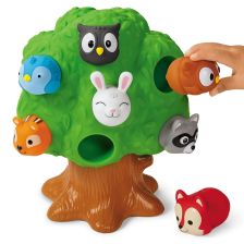 Детска играчка дървесна къща Montessori Raya Toys Forest Animal Friends, с 10 гумени животни
