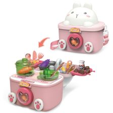 Детска кухня в чанта Raya Toys Зайче, с течаща вода, 20 части