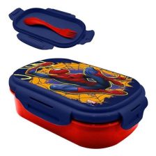 Детска кутия за храна Kids Licensing Spiderman, син, с отделения и прибори