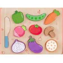 Детски дървен комплект за рязане Raya Toys Зеленчуци SH30175