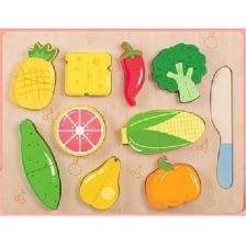 Детски дървен комплект за рязане Raya Toys Зеленчуци
