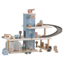 Детски дървен паркинг Little Dutch, с коли и хеликоптер, LD2534