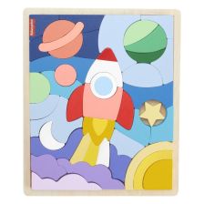 Детски дървен пъзел Fisher Price Космос, 42 ч.