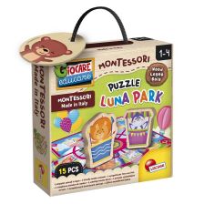 Детски дървен пъзел Lisciani Montessori Baby Luna Park, 15 части