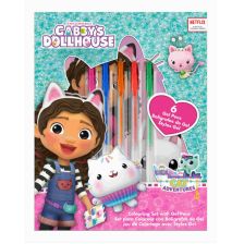 Детски комплект Kids Licensing Gabby`s Dollhouse, тефтер с 6бр. гел химикали