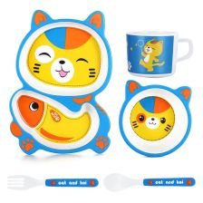 Детски сервиз за хранене Raya Toys Bamboo fibre, Animals, 5 части