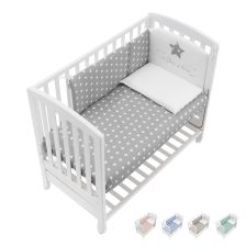 Бебешко легло Italbaby B.SIDE STARLETTE Бял, с матрак и спален комплект с бродерия, с подвижна решетка