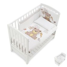 Бебешко легло Italbaby B.SIDE KUKU Бял, с матрак и спален комплект, с подвижна решетка
