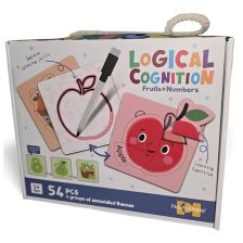 Двулицев пъзел Raya Toys Logical Cognition Плодове и Цифри, с маркер, 54 ч.