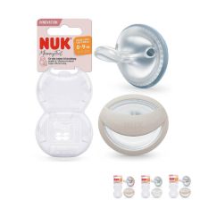 Ортодонтични залъгалки силиконови NUK  Mommy Feel + кутийка за съхранение и стерилизация в микровълнова 0-9 мес. 2 бр.