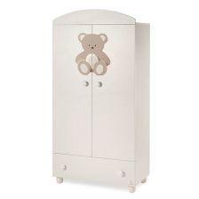 Детски гардероб Italbaby PELUCHE Двукрилен Осн. цвят бял + декорация DOVE GREY