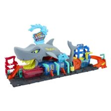 Игрален комплект Mattel Hot Wheels City Ultra Shark Car Wash, HTN82