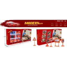 Игрален комплект Raya Toys Modern City Колички, пътни знаци и килимче