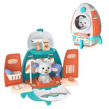 Игрален комплект Raya Toys Център за грижа за домашни любимци с куче, в раница, 18 части