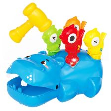 Интерактивна играчка Raya Toys Хипопотам с чукче, музикална и светеща