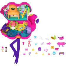 Игрален комплект Mattel Polly Pocket Flamingo Party, с две кукли и 26 аксесоара