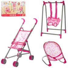 Количка, шезлонг и люлка за кукла Raya Toys
