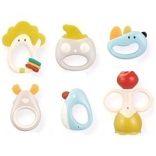 Комплект бебешки дрънкалки Raya Toys Shake the Baby Dinosaur, с гризалки, 6 бр.