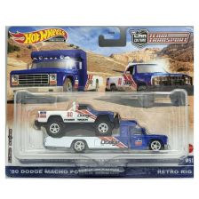 Комплект детска кола и влекач Mattel Hot Wheels `80 Dodge Macho Power Wagon & Retro Rig