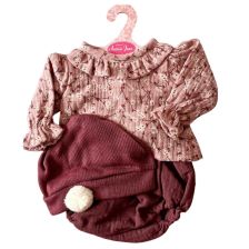 Комплект дрехи за кукла Antonio Juan Sweet reborn, Блузка и къси панталони, Бордо, 3ч.