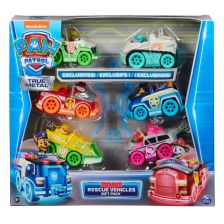 Детски коли за игра Spin Master Paw Patrol True Metal Neon Rescue Vehicles, 6 броя
