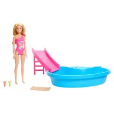 Комплект Mattel BARBIE с басейн и водна пързалка, HRJ74