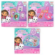 Комплект настолни игри Spin Master Gabby’s Dollhouse Не се сърди човече, Домино, Карти