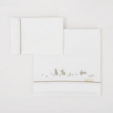 Комплект памучни бебешки чаршафи Bimbidreams BUNNY 3 броя, 60 х 120 см.