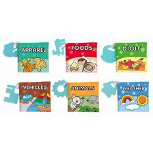 Комплект тихи книжки за бебе Raya Toys с гризалки, 6 броя