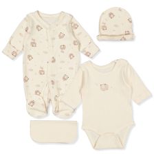 Комплект за изписване на недоносени Bebetto Organic little lamb, Екрю, 4ч., 0-1 м., Z1033