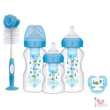 Комплект за новородено Dr. Brown’s Natural Flow® Options+ Wide-Neck, с бебешки шишета Антиколик, залъгалка и четка