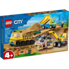 Конструктор LEGO City Строителна площадка с камиони и кран, 60391