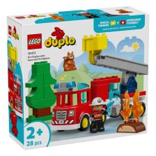 Конструктор LEGO DUPLO Пожарна кола с маркуч и пожарникар, 10473