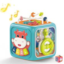 Бебешка играчка 6в1 Raya Toys Мултифункционално кубче с музика и светлини