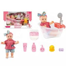 Кукла бебе Raya Toys Baby с вана с течаща вода и аксесоари