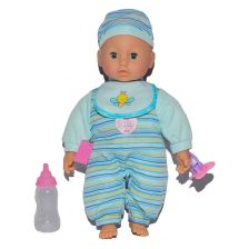 Кукла бебе Raya Toys говореща, с изчервяващи се бузи и аксесоари, 34 см