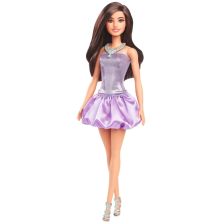 Кукла Mattel Barbie Fashionistas с кафява коса и блестяща лилава рокля