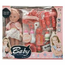 Кукла Raya Toys Baby, с лекарски принадлежности, 33 см.