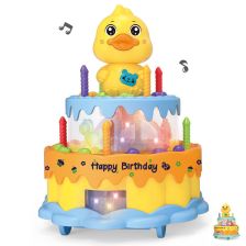 Музикална играчка Raya Toys Въртяща се торта за рожден ден Пате, със светлини