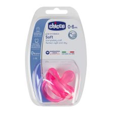 Залъгалка CHICCO Physio Soft, силикон 0-6м, 1 бр момиче