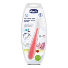 Мека силиконова лъжичка CHICCO 6+м червена