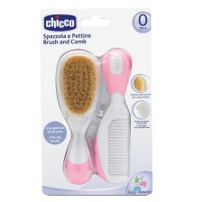 Комплект четка за коса от естествен косъм и гребен Chicco за момиче