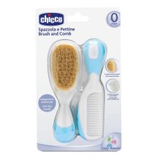 Комплект четка за коса от естествен косъм и гребен Chicco за момче
