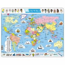 Образователен пъзел Larsen Карта на Света 107 ч.