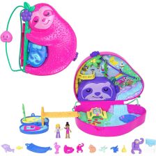 Игрален комплект Mattel Polly Pocket Sloth Family 2 в 1 Чантичка с аксесоари и мини кукли