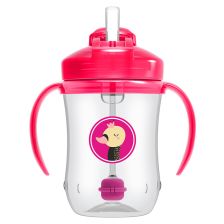 Детска чаша с гъвкава сламка с тежест Dr.Brown's 270 мл. Розов, 6м+