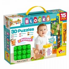 Конструктор Lisciani Строителни кубчета пъзел Животните в гората 15ч. 79957