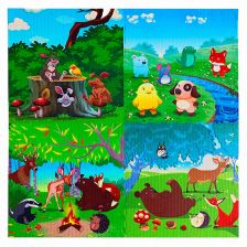 Детско килимче пъзел Raya Toys Горски животни, 4 части по 60 х 60 см